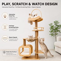 Erluxi All-Stars Luxe Grande Maison d'escalade en bois massif et sisal, Arbre à chat intelligent peu encombrant avec griffoir