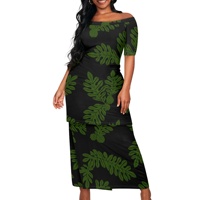 Robe polynésienne pour femmes, jupes longues à épaules dénudées, ensemble 2 pièces, robe Puletasi, taille haute élastique pour les vacances, les mariages, les soirées en club