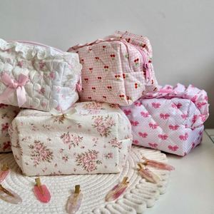 Organisateur de cosmétiques portable, pliable, léger, grande capacité, imprimé floral, en coton écologique, personnalisé pour femmes - Product Image 3