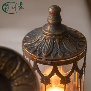 Vintage Iron Floor <b>Candlestick</b> Lantern Outdoor Garden Home Decoration Column Shape A2869 - Product Image 4