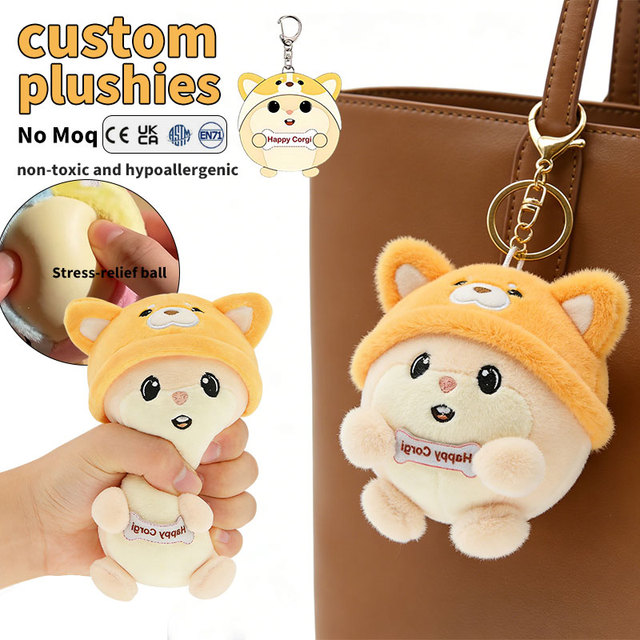 Cute Plush Hamster Keychain with Squeeze Ball Stress Relief Squish Plush Toy Custom Super Soft Minky Animal Pendant
