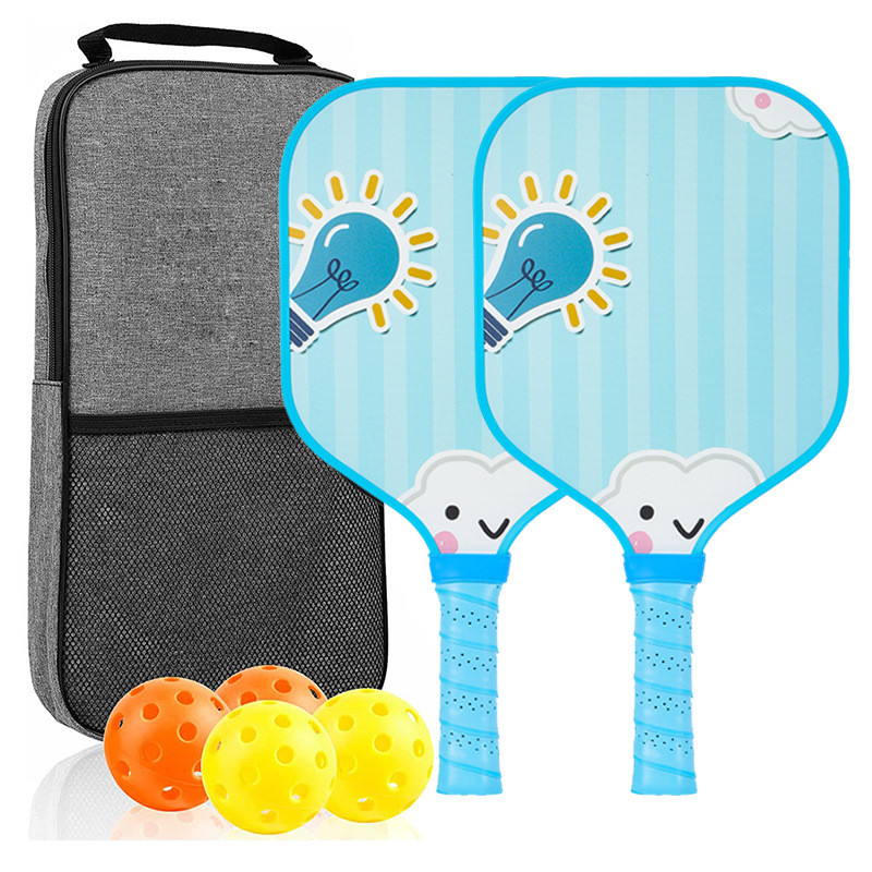 ไม้แร็กเก็ต 2 อัน, ลูกบอล 4 ลูก, กระเป๋าสีเทา 1 ใบ [Kids' RT-027]