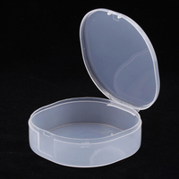 Boîte de rangement ronde transparente en plastique avec logo personnalisé, mini conteneur avec couvercle à charnière pour bijoux, clip d'écouteur de pièce de monnaie en perle