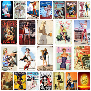Affiche de Pinup de fille Sexy, Plaque en métal rétro, signe en étain Pin Up pour la décoration de café, <span class=keywords><strong>Pub</strong></span>, Plaque murale, Bar, Salon, décoration de maison - Product Image 5