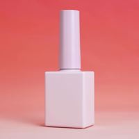Flacon carré rose vide pour gel à ongles 12 ml, flacon de recharge pour vernis à ongles avec pinceau et bouchon, flacon cosmétique pour ongles en stock