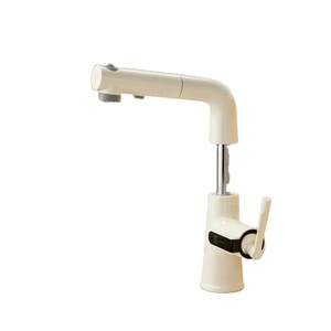 Robinet de lavabo numérique haut de gamme <span class=keywords><strong>Cream</strong></span> Wind avec affichage numérique, levage, eau chaude et froide, économie d'eau, anti-éclaboussures - Product Image 1