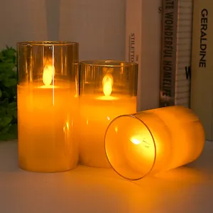 KSWING safe battery operated home decoration true wax Glass customized flameless candle light