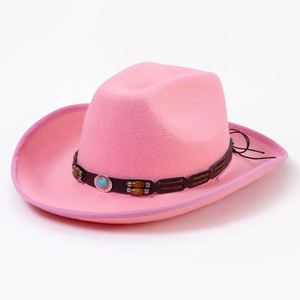 Chapeaux de cowboy en feutre mexicain avec perles en bois et logo personnalisé, style occidental violet pour femmes, mode européenne et américaine, vente en gros - Product Image 5
