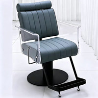Fauteuil de Barbier Haut de Gamme en Cuir, Nouveau Style, Inclinable, avec Pompe Hydraulique Professionnelle et Repose-Pieds Amovible à Hauteur Réglable