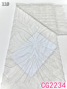 Sang Trọng Hoa Lưới Dòng Đính Cườm Net Ren Đính Cườm Sequins Vải Tuyn Ren Vải Với Ngọc Trai Cho Váy Cưới Chất Liệu - Product Image 5