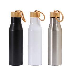 Botella de Agua Térmica de 500 ml con Logotipo Personalizado, Botella Deportiva de Acero Inoxidable con Tapa de Madera - Product Image 1