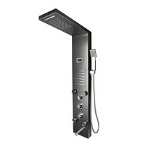 Colonne de douche LED effet pluie en acier inoxydable avec mitigeur de salle de bain finition chromée, jets de massage et surface brossée, ensemble de pulvérisation pluie