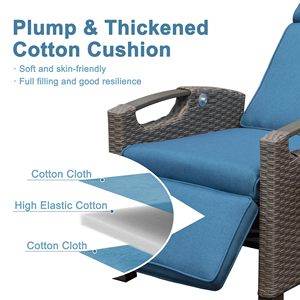 Cojines de espesor de ángulo ajustable, sillón reclinable, <span class=keywords><strong>mesa</strong></span> abatible de mimbre tejida a mano para exteriores, juegos de jardín fáciles de empujar hacia atrás - Product Image 6