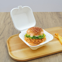 Contenitore per Hamburger in Bagassa di Canna da Zucchero Resistente al Grasso, a Prova di Perdite, Impilabile, con Coperchio a Cerniera, Spedizione Gratuita