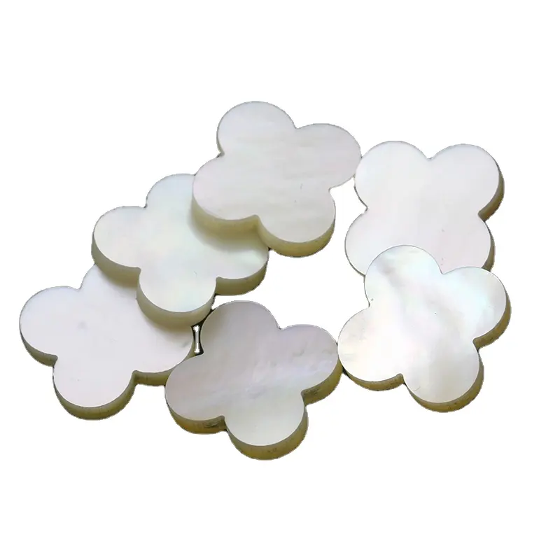 Ready to ship four leaf clover white shell hand carved mother of pearl clover for jewelry