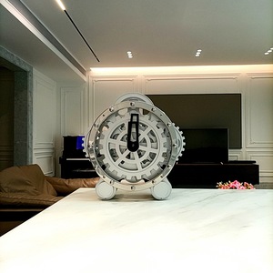 Horloge à engrenages mobiles OEM avec roues, mécanisme d'horloge à engrenages rustique et chiffres romains - Product Image 1