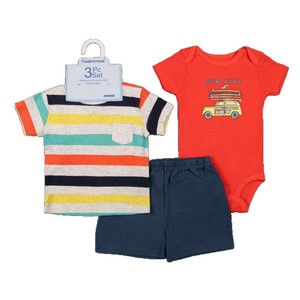 2025 pour la nouvelle collection européenne coton 3 pièces pour hommes femmes enfants âgés de 0 à 3 ans T-Shirts à manches courtes Shorts - Product Image 3