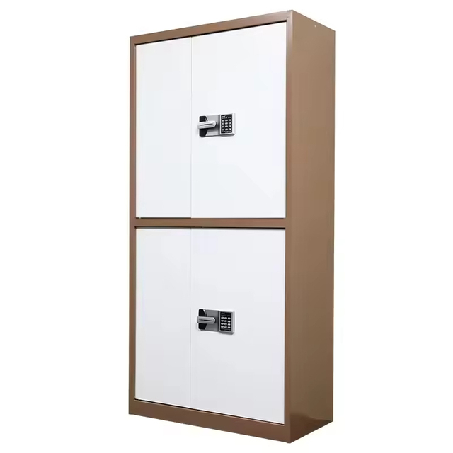 Brown Frame White Door Steel Electronic Confidential File Cabinet With 2 Drawers Fire and Dust Protection for Office