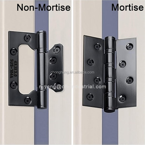 Charnières de <span class=keywords><strong>porte</strong></span> noires mates 4x3 pouces, charnières de <span class=keywords><strong>porte</strong></span> encastrées sans mortaise, charnières en acier inoxydable, charnières modernes pour meubles d'appartement - Product Image 4