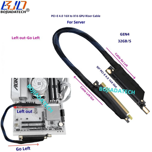 90 độ Angled <span class=keywords><strong>PCIe</strong></span> 16X PCI-E 4.0 X16 <span class=keywords><strong>Card</strong></span> đồ họa GPU Riser mở rộng cáp bện lưới 0.4m 0.5M 0.6m 0.8m cho ai máy chủ - Product Image 2