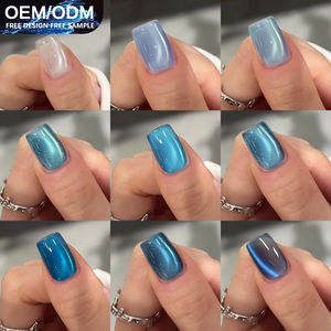 ZRKGEL nuovo arrivo 9-Set di smalto Gel UV in resina blu colore verde stile francese effetto scintillante occhi di gatto Design campione gratuito Gel UV - Product Image 6