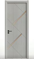 Porte recouverte de film PVC avec décoration en acier inoxydable, design à incrustations métalliques, anti-rayures, porte intérieure pour maison, hôtel, conforme à la norme ISO