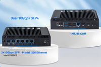 Mini PC N150 Firewall con 4 puertos Gigabit Ethernet I226V, 2 puertos SFP+ de 10Gbps, doble pantalla HD+DP, 1 puerto RS232, CPU de cuatro núcleos, PC encastrable.