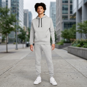 Men's <b>Velvet</b> Padded Hoodie Shorts Set Lightweight Loose Solid Color Polyester Cotton Leisure Sports Casual Suit Wholesale Wear - Product Image 2
