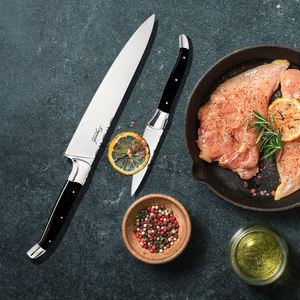 Couteau utilitaire en acier inoxydable de conception française avec boîte cadeau - Ambidextre, compatible lave-vaisselle, finition haute brillance - Product Image 4