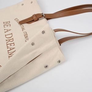 Bolsa de Compras Personalizada de Algodón, Bolsa de Lona Grande con Asas de Cuero - Product Image 3