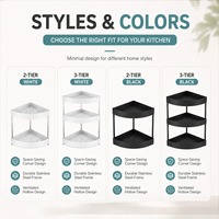 Étagère d'angle à 3 niveaux pour épices de cuisine, support de rangement triangulaire en plastique pour comptoir, pour condiments, bouteilles, organisateur de garde-manger