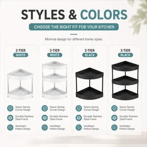 3-Tier Corner Kitchen <b>Spice</b> Rack Plastic Triangle Countertop Storage Shelf for Condiments Bottles Pantry Organizer - Product Image 2