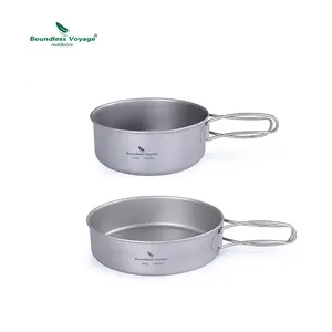 Tak Terbatas Voyage 1100Ml Ultralight Titanium Pot dan Pan Titanium Cookset Berkemah Di Luar Ruangan Peralatan Masak