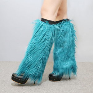 Scaldacollane da <span class=keywords><strong>donna</strong></span> autunno inverno in finta lana, coprigambe lunghi in peluche con pelliccia di volpe per performance teatrali - Product Image 4