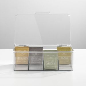 <strong>Square</strong> PlasticTea Bag Storage Container Hinge Lid Divided Organizer <strong>Bins</strong> for <strong>Kitchen</strong> Household - Product Image 3