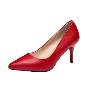 Sh10051a Zapatos de Mujer de Piel Auténtica con Tacones Finos de 9 cm, Estilo Slip-On, Color Rojo Primavera, Talla Grande 10 - Product Image 4