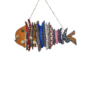 Décoration murale rustique artisanale <span class=keywords><strong>de</strong></span> style côtier, poisson en bois flotté, décor nautique, nature morte, Pâques, pour espace commercial, <span class=keywords><strong>salle</strong></span> <span class=keywords><strong>de</strong></span> <span class=keywords><strong>bain</strong></span>, décorations océaniques - Product Image 1