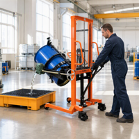 Lève-fût manuel professionnel robuste Fluentwonder en acier à 360 degrés avec verrou de sécurité, hauteur de levage 2000 mm pour fûts de carburant/huile