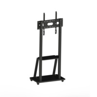 Chariot TV mobile en acier laminé à froid, finition peinte en poudre noire, pour téléviseurs de 40 à 85 pouces, jusqu'à 75 kg/165 lb, VESA max 600x500 mm