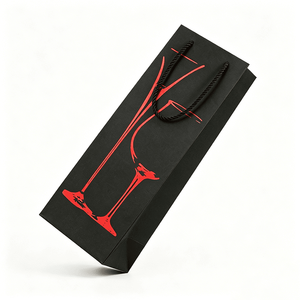 Borsa Personalizzata per Vino e Calici con Logo Stampato, Manico Intrecciato e Fondo Rinforzato per Cantine e Negozi di Liquori - Product Image 1