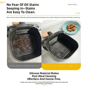 Tapetes de silicona reutilizables para freidora de aire, antiadherentes, resistentes al calor, para hornear, con su LOGO OEM, de grado alimenticio - Product Image 3