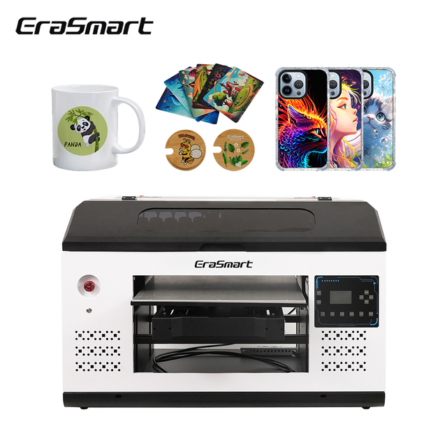 EraSmart A2 UV Printer with 2 Heads XP600 TX800 I1600 I3200 Printhead 6090 UV Flatbed Printer Bottle Mug Pen Acrylic Glass Metal