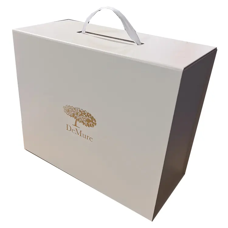 Caixa de presente de cartão magnética do fechamento do logotipo personalizado branco luxuoso caixa de presente dobrável