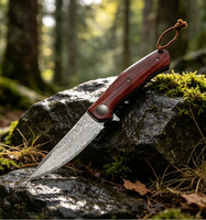 Couteau pliant en acier de Damas avec étui, poignée, pour le camping en plein air, la survie, la poche