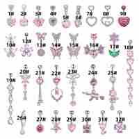 Anneau de nombril en zircon rose, bijoux de piercing en acier inoxydable, bijoux de corps pour femme, pendentif en zircon CZ, bijoux de mariage, fabricant