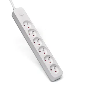 6 outlet power strip universal extension long cord switched sockets