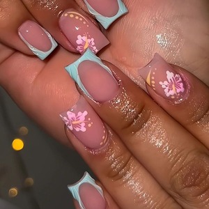 <span class=keywords><strong>Uñas</strong></span> Postizas Francesas K051 en Rosa Nude y Verde Menta, Estilo Romántico Dulce, Estética Occidental, ABS Premium, Venta al Por Mayor, Disponibles en Stock - Product Image 6