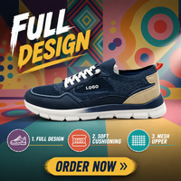 Baskets personnalisées pour hommes en cuir verni et maille Flyknit à lacets, avec logo et couleur personnalisables, design complet, légères, respirantes, pour la marche et le skate