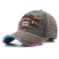 Casquette de sport personnalisée à cinq panneaux, 100 % polyester, multicolore, avec logo brodé en 3D, style « Dad Hat », réglable, en denim vintage