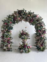 H-975 Arche florale artificielle en soie, nouveau style très demandé, avec feuillage de roses multicolores aux tons verts, pour mariage en extérieur